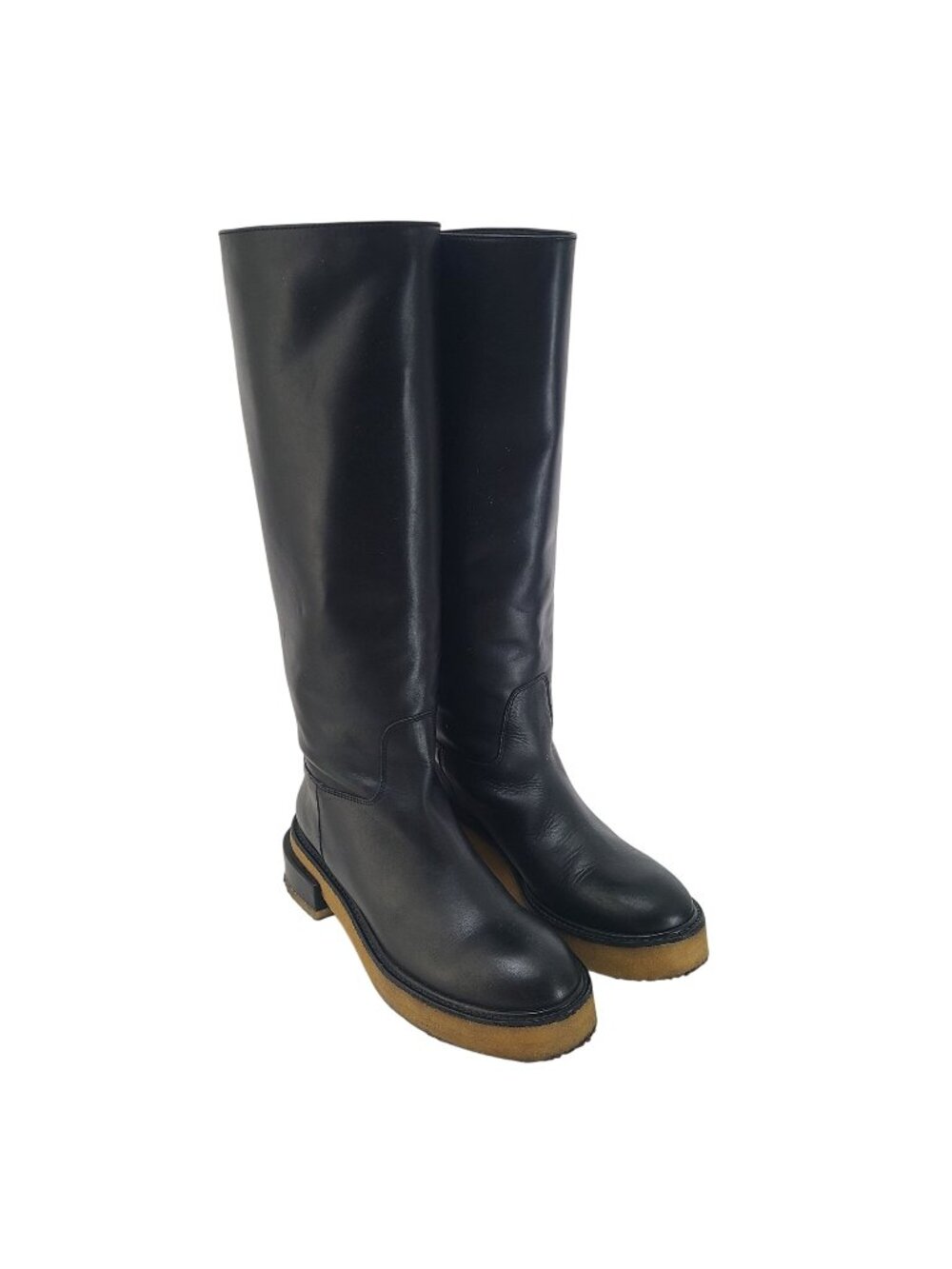 FRAME Black Leather Le Canon Noir Knee High Boots Black Size 11Classic - Picture 1 of 13